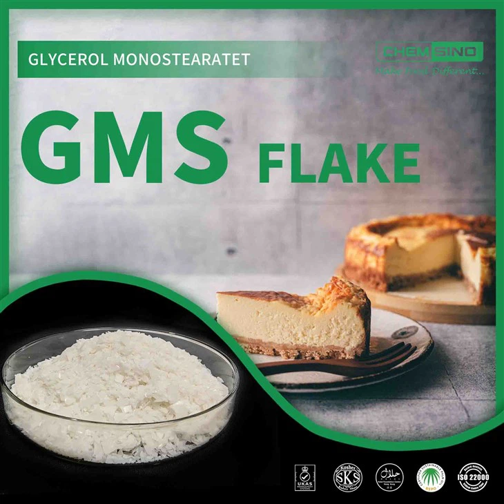 Nrov Khoom noj khoom haus Emulsifiers Glyceryl Monostearate GMS Flakes CAS NO. 31566-31-1