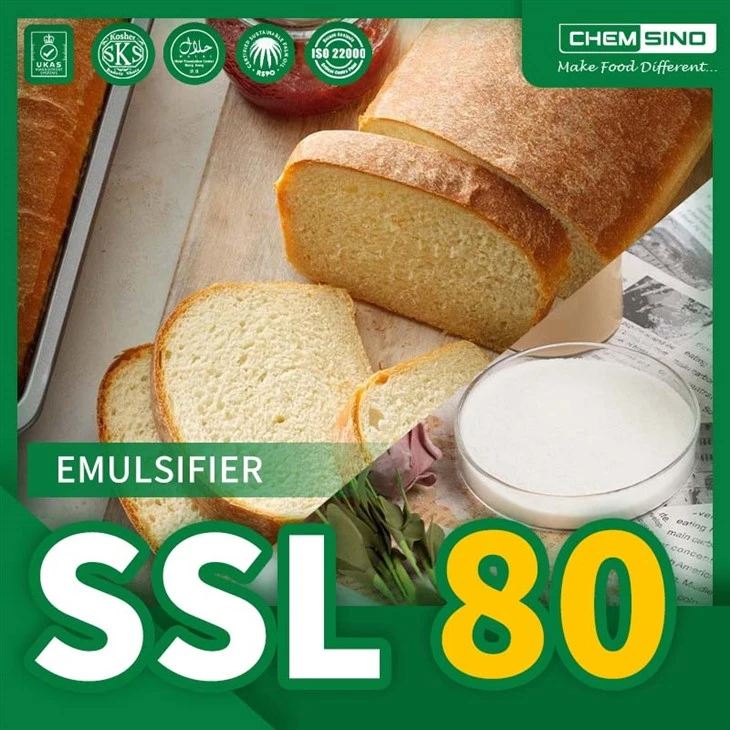 Sodium Stearoyl Lactylate SSL80 feem pua ​​​​Ua Cov Khoom Siv Ua Kom Zoo